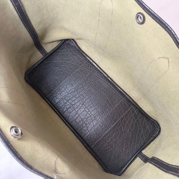 將圖片載入圖庫檢視器 HERMES Garden Party PM T Stamp Khaki Silver Hardware Toile Tote Bag