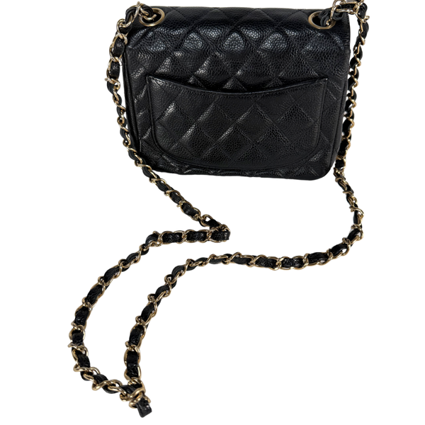 将图片加载到图库查看器,CHANEL Black Caviar Mini Classic Square Flap Bag