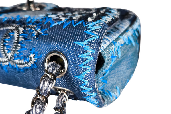 Load image into Gallery viewer, CHANEL Classic Single Flap Bag Multicolor Patchwork Denim Medium