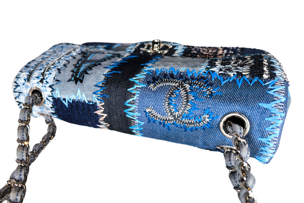 Load image into Gallery viewer, CHANEL Classic Single Flap Bag Multicolor Patchwork Denim Medium