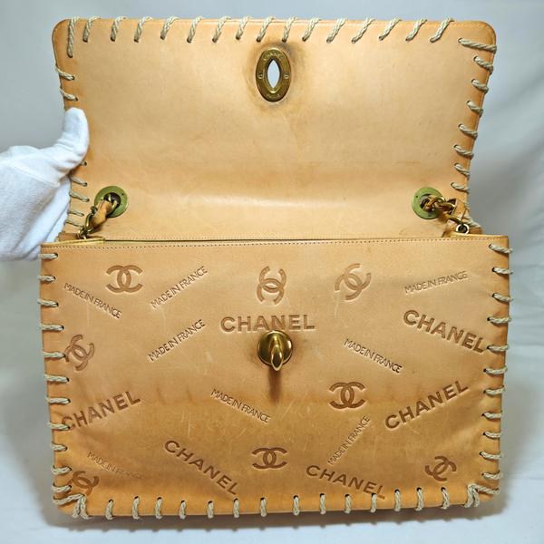 Load image into Gallery viewer, CHANEL Vintage Whipstitched Maxi Embossed Flap Bag