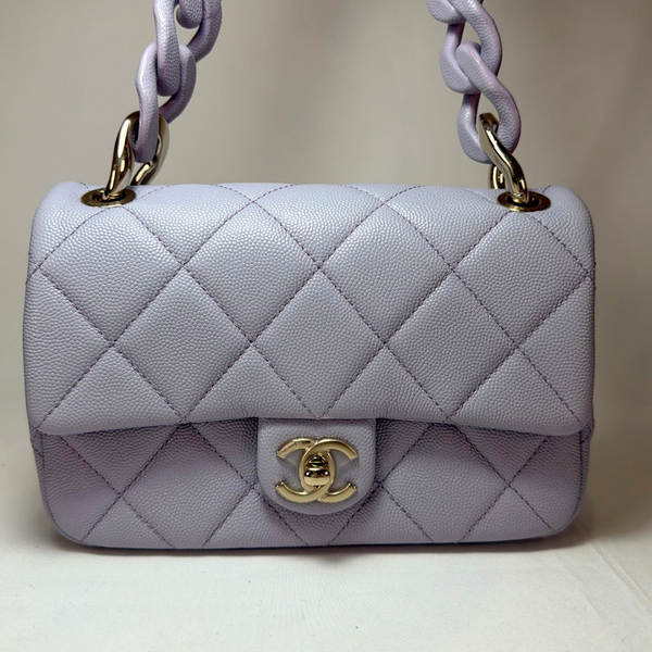 Load image into Gallery viewer, CHANEL Caviar Quilted Funky Match Mini Flap Light Purple