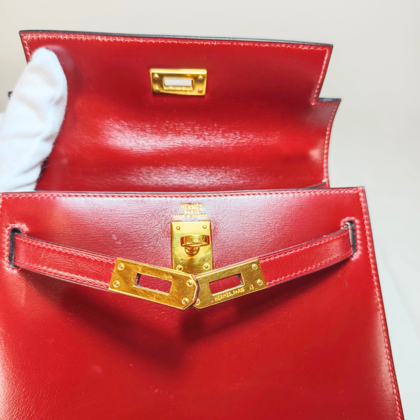 Load image into Gallery viewer, HERMES Mini Kelly 20 Box Calf Bordeaux Circle R Stamp 1988