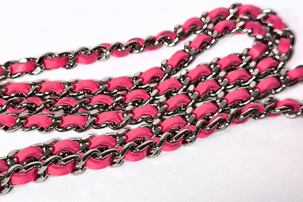 Load image into Gallery viewer, CHANEL Matelasse Chain Wallet Shoulder Crossbody Bag  Fuchsia Pink Lambskin Leather