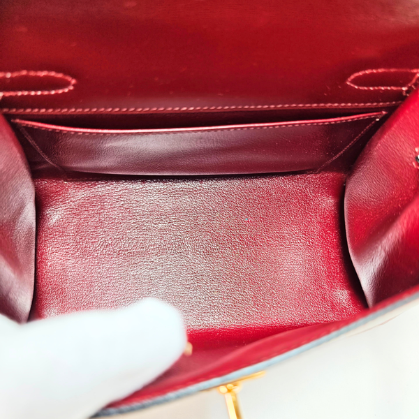 Load image into Gallery viewer, HERMES Mini Kelly 20 Box Calf Bordeaux Circle R Stamp 1988