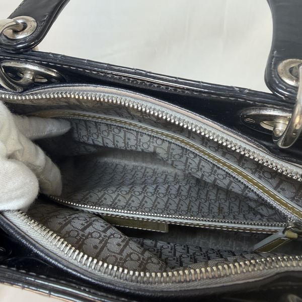 将图片加载到图库查看器,Lady Dior Patent Leather Black Quilted Large Handbag
