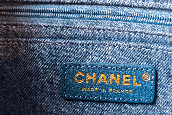 Load image into Gallery viewer, CHANEL Egyptian Hieroglyph Flap Bag Denim and Shearling Medium