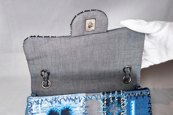 Load image into Gallery viewer, CHANEL Classic Single Flap Bag Multicolor Patchwork Denim Medium