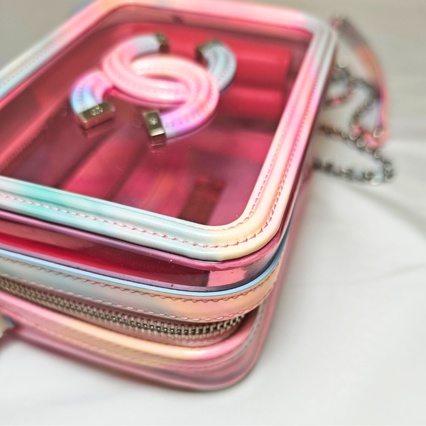 Load image into Gallery viewer, CHANEL Pink PVC & Multicolor Patent Leather CC Vanity Case