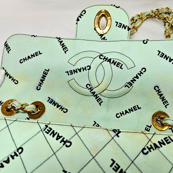 Load image into Gallery viewer, CHANEL Mint Green JUMBO LOGO Flap Bag