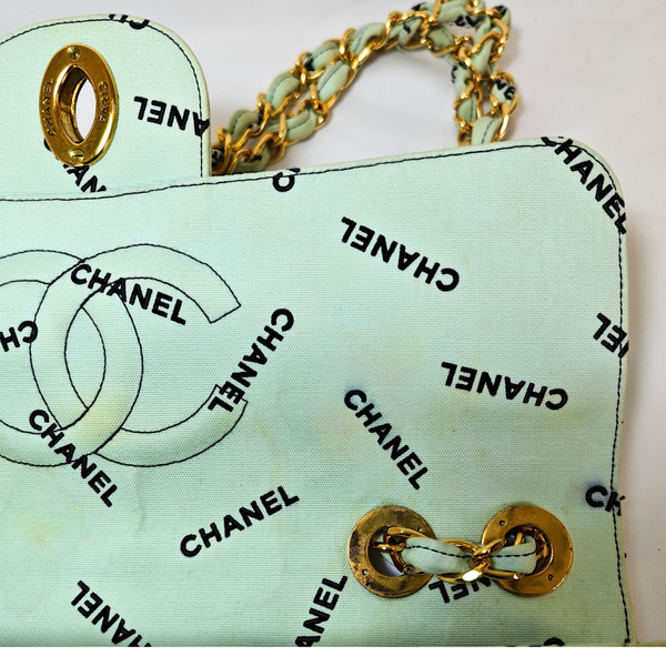 Load image into Gallery viewer, CHANEL Mint Green JUMBO LOGO Flap Bag