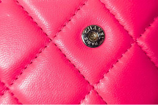 Load image into Gallery viewer, CHANEL Matelasse Chain Wallet Shoulder Crossbody Bag  Fuchsia Pink Lambskin Leather