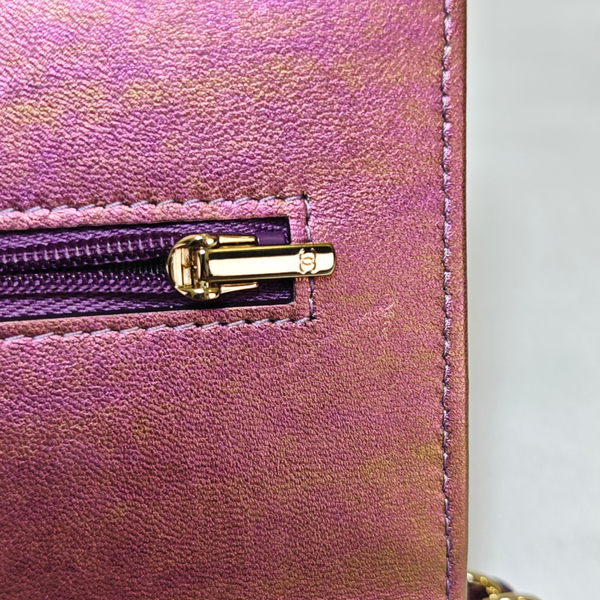 将图片加载到图库查看器,CHANEL Iridescent Purple Matelasse Calfskin Wallet on Chain Pale Gold Hardware (WOC)