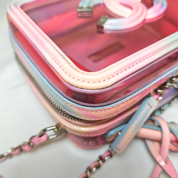 Load image into Gallery viewer, CHANEL Pink PVC & Multicolor Patent Leather CC Vanity Case