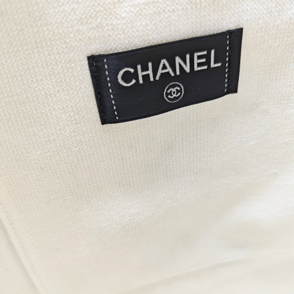 将图片加载到图库查看器,CHANEL Cotton CC Beach Tote Towel Bag Beige White