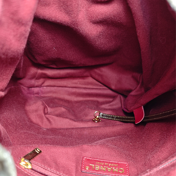 Load image into Gallery viewer, CHANEL Khaki / Brown Quilted Denim and Leather CC Backpack