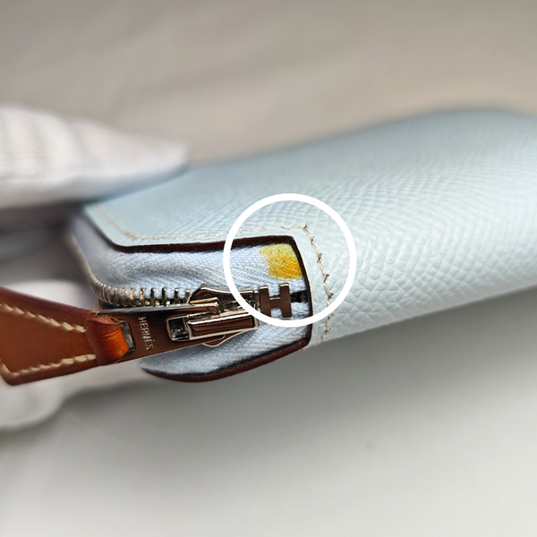 将图片加载到图库查看器,HERMES Wallet Azap Silk in Compact Blue Brume