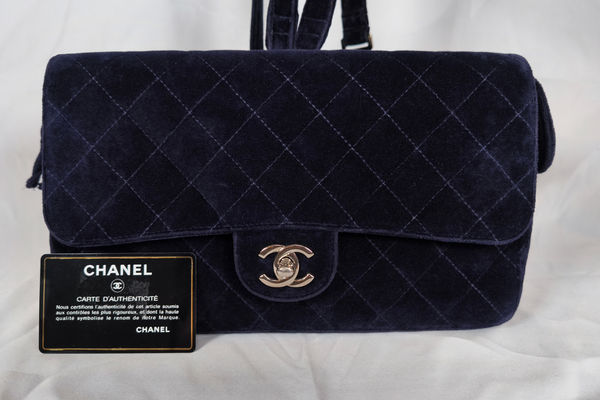 Load image into Gallery viewer, CHANEL  Velvet Matelasse Dark Navy Bagpack