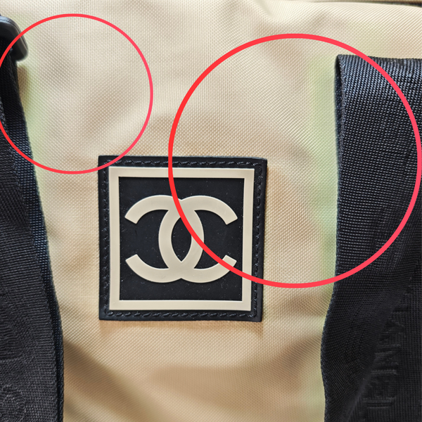 Load image into Gallery viewer, CHANEL Sport Line Boston Travel Nylon Duffle Bag Black Beige CC Logo