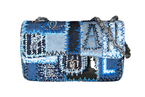 Load image into Gallery viewer, CHANEL Classic Single Flap Bag Multicolor Patchwork Denim Medium
