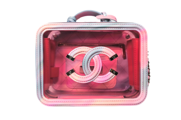Load image into Gallery viewer, CHANEL Pink PVC & Multicolor Patent Leather CC Vanity Case