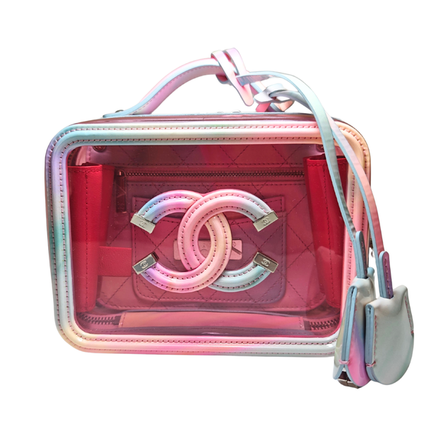 Load image into Gallery viewer, CHANEL Pink PVC & Multicolor Patent Leather CC Vanity Case