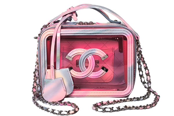 Load image into Gallery viewer, CHANEL Pink PVC & Multicolor Patent Leather CC Vanity Case