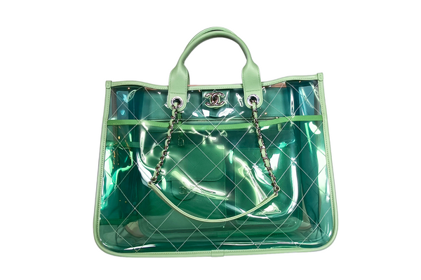 Load image into Gallery viewer, CHANEL  PVC&Multicolor Matelasse Clear Tote Bag