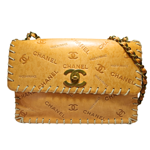 Load image into Gallery viewer, CHANEL Vintage Whipstitched Maxi Embossed Flap Bag