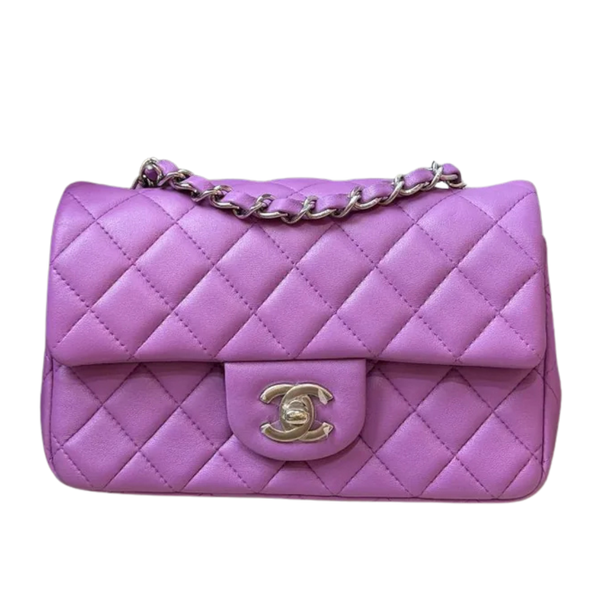 将图片加载到图库查看器,CHANEL Vintage Purple Lambskin Classic Flap Bag