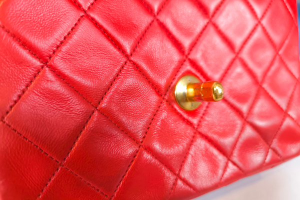 Load image into Gallery viewer, CHANEL Mini Matelasse Single Flap Chain Shoulder Bag  Red Lambskin