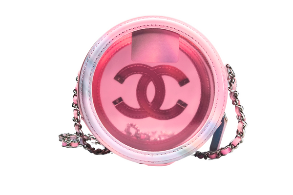 Load image into Gallery viewer, CHANEL Pink PVC & Multicolor  Patent Leather CC Round Shoulder Bag