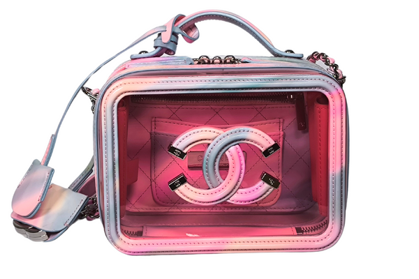 Load image into Gallery viewer, CHANEL Pink PVC & Multicolor Patent Leather CC Vanity Case