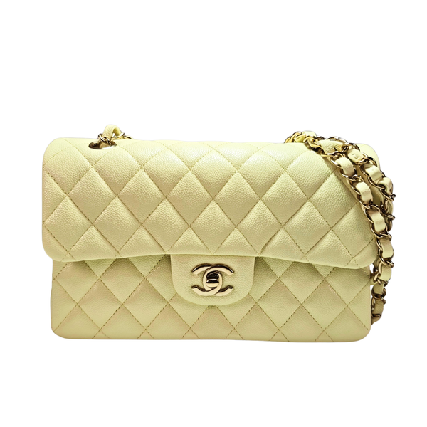 Load image into Gallery viewer, CHANEL Buttercream Yellow Caviar Small Classic Double Flap Bag