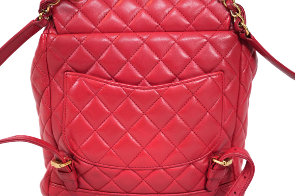 Load image into Gallery viewer, CHANEL Classic Red  Lambskin Matelasse Qilted Backpack