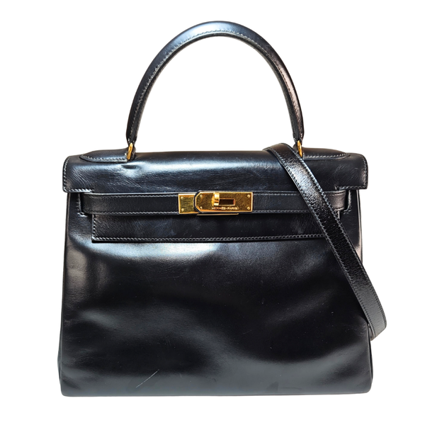 Load image into Gallery viewer, HERMES Kelly 28 Box Calf Black Circle R Stamp 1988