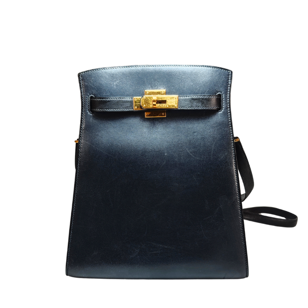 이미지를 갤러리 뷰어에 로드 , HERMES Kelly Sport MM Box Calf Black Shoulder Bag