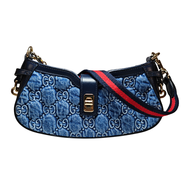 將圖片載入圖庫檢視器 GUCCI GG Moon Side Denim Shoulder Bag
