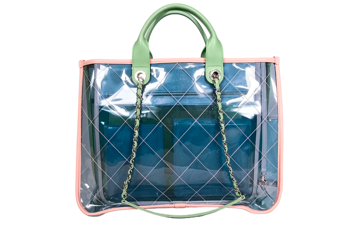 CHANEL PVC Multicolor Matelasse Clear Tote Bag