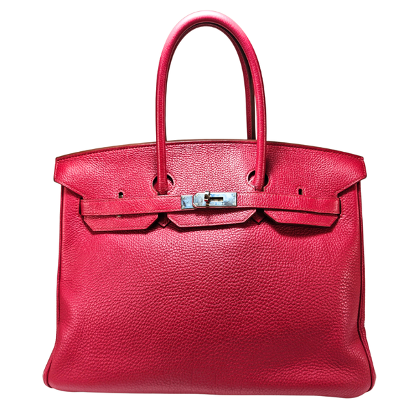 Load image into Gallery viewer, HERMES Birkin 35 Taurillon Leather Rouge Casaque Square O Stamp 2011