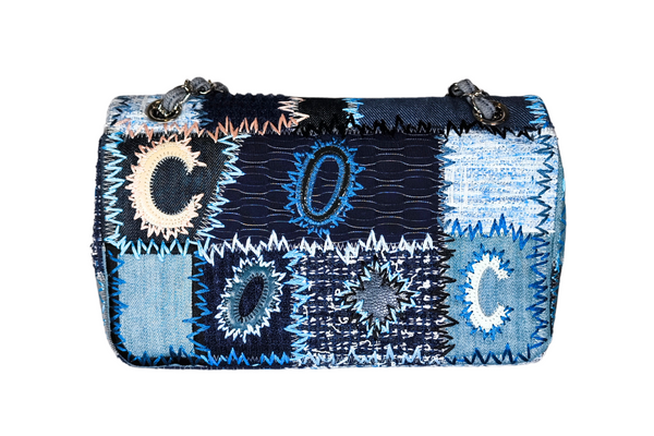 Load image into Gallery viewer, CHANEL Classic Single Flap Bag Multicolor Patchwork Denim Medium