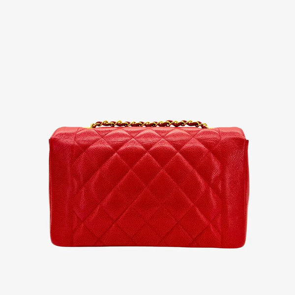 将图片加载到图库查看器,CHANEL Vintage Red Caviar Leather 25cm Diana Flap Bag