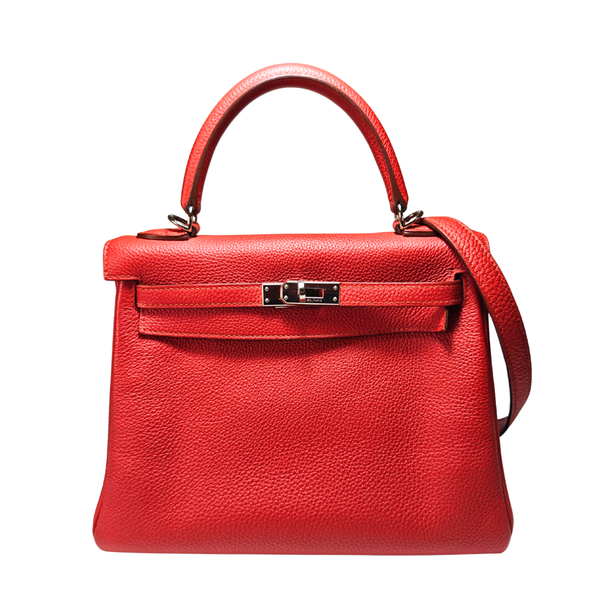 将图片加载到图库查看器,HERMES Kelly 25 Retourne Rouge Pivoine in Togo Leather Square R Stamp 2014