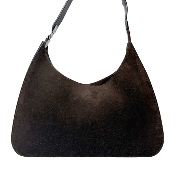 将图片加载到图库查看器,GUCCI Brown Suede Moon Shoulder Bag