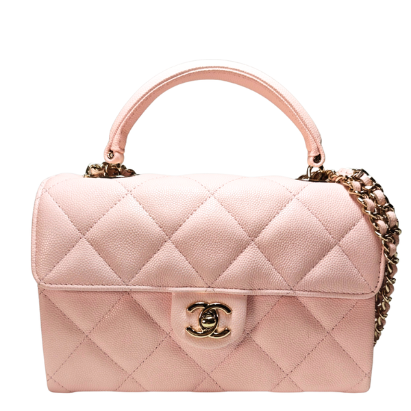 画像をギャラリービューアに読み込む, CHANEL ライトピンク 2Way トップハンドル チェーンショルダーバッグ
