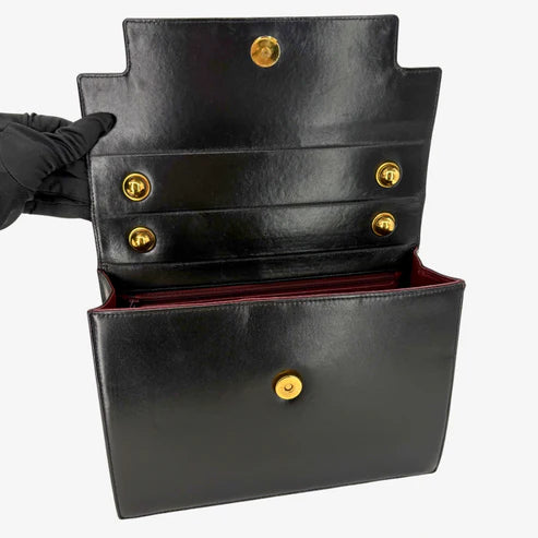 将图片加载到图库查看器,CHANEL Vintage Black Lambskin CC Patent Chain Flap Shoulder bag