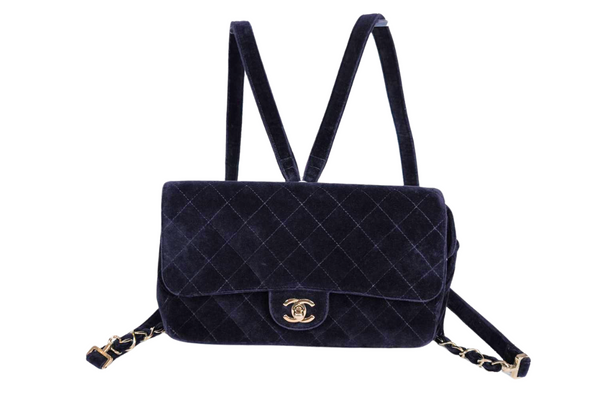 Load image into Gallery viewer, CHANEL  Velvet Matelasse Dark Navy Bagpack
