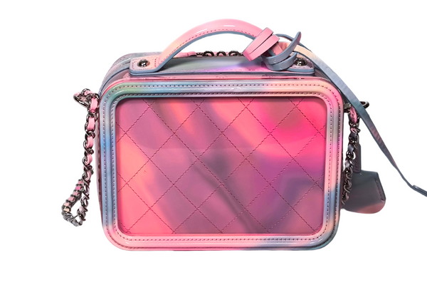 Load image into Gallery viewer, CHANEL Pink PVC & Multicolor Patent Leather CC Vanity Case