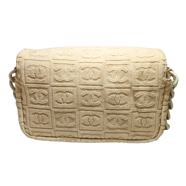 Load image into Gallery viewer, CHANEL Terry Cloth Beige Flap Bag