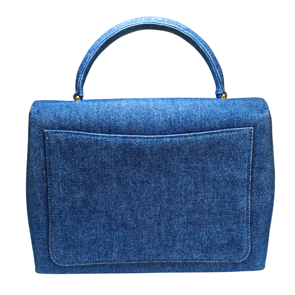 将图片加载到图库查看器,CHANEL 1997-1999 Blue Denim Kelly Handbag